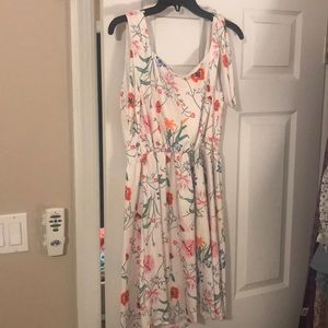White floral  summer dress with ties on shoulders